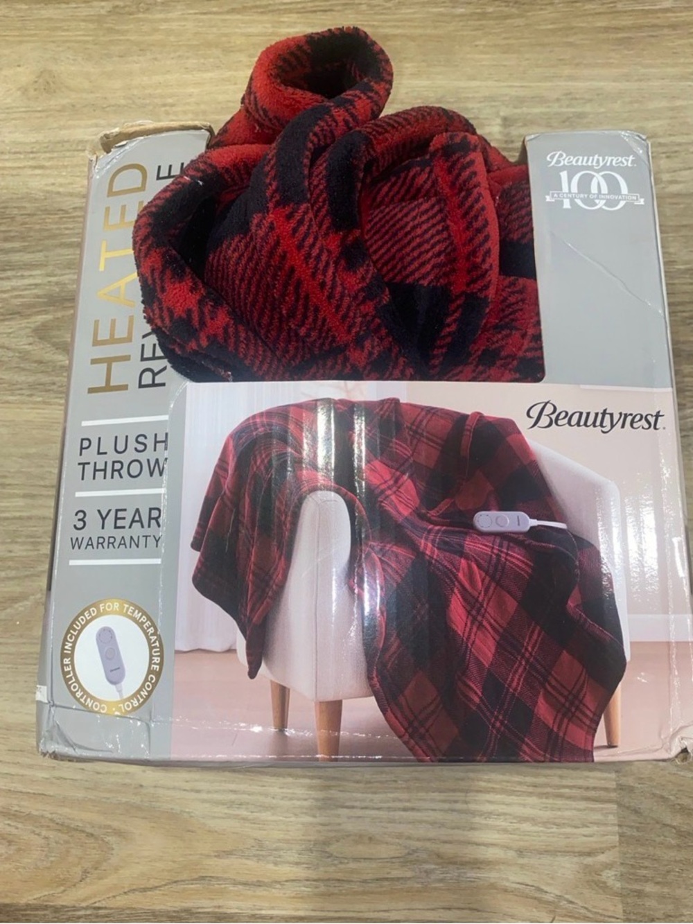 Beautyrest Red & Black Plaid Heated Plush Throw